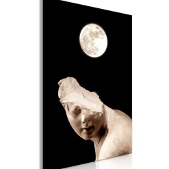Kunstdruck auf Leinwand 'Moon and Statue Vertical'