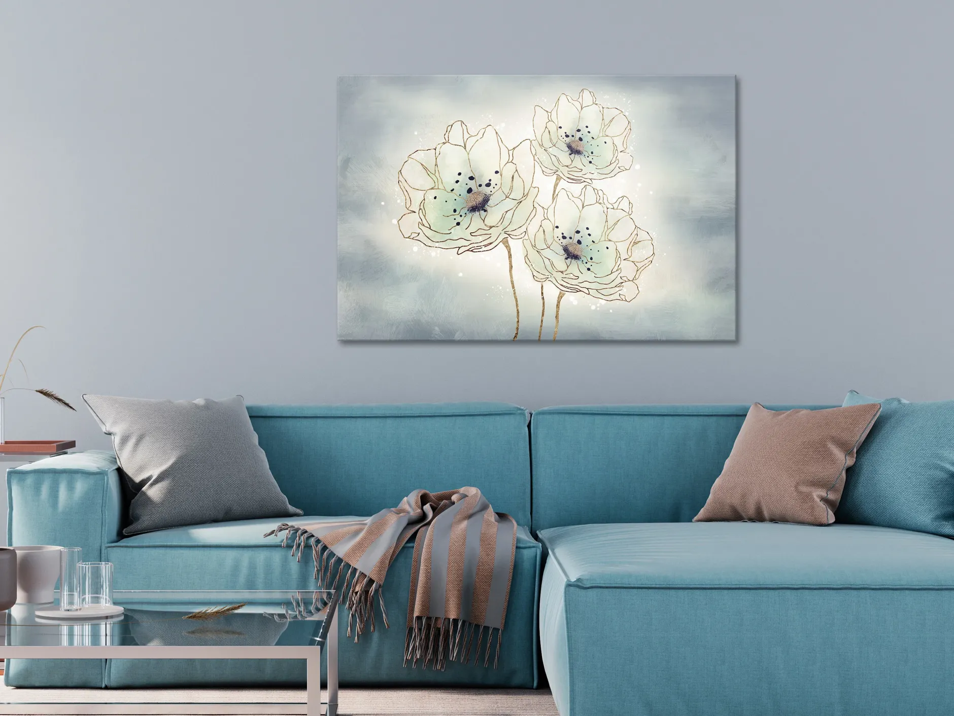 Kunstdruck auf Leinwand 'Ocean Flowers Wide'