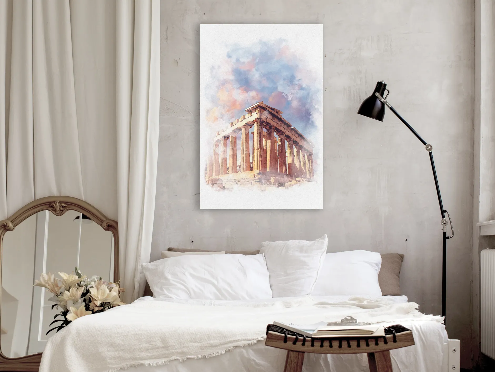 Kunstdruck auf Leinwand 'Painted Parthenon Vertical'