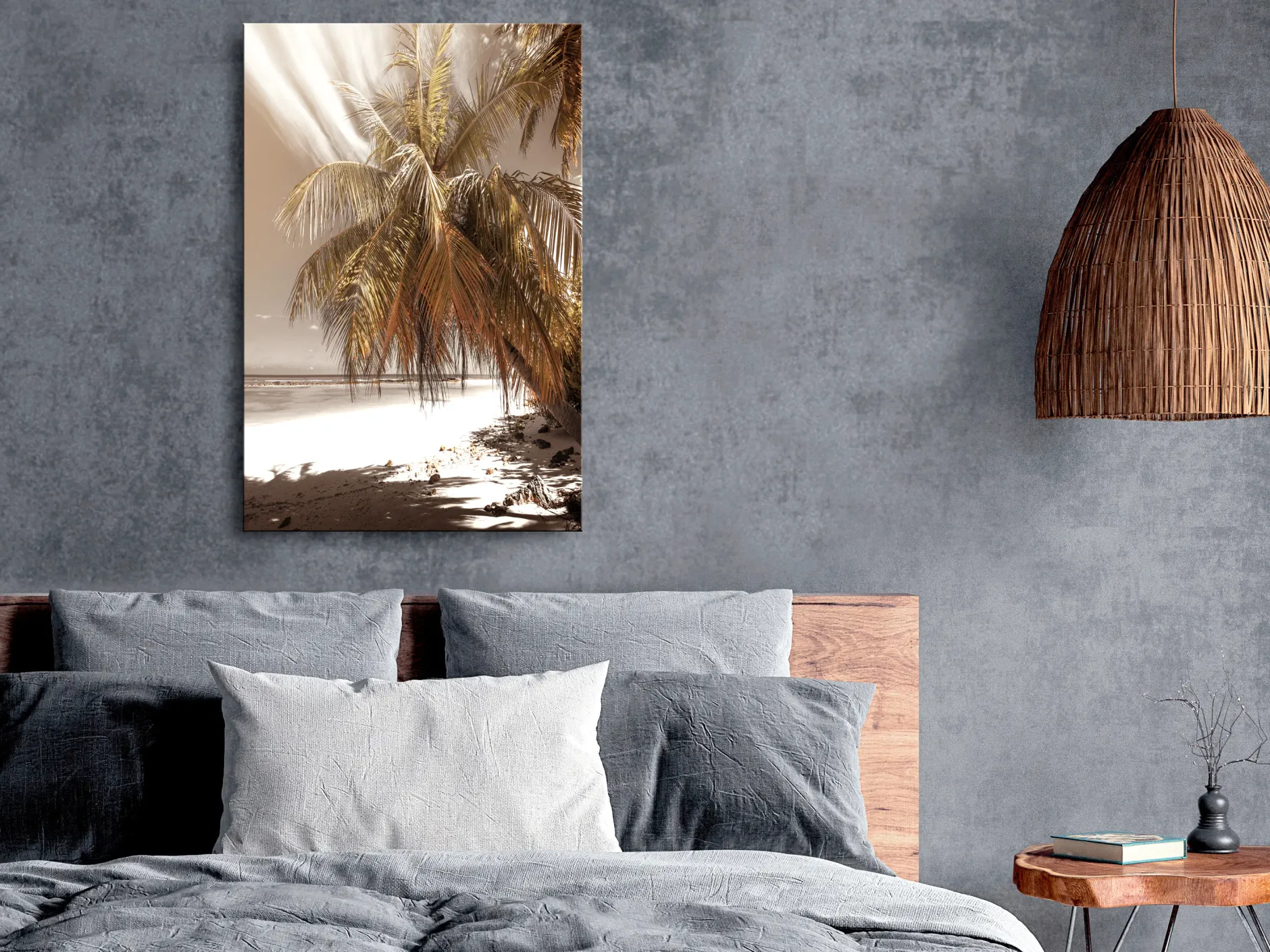 Kunstdruck auf Leinwand 'Palm Shadow Vertical'