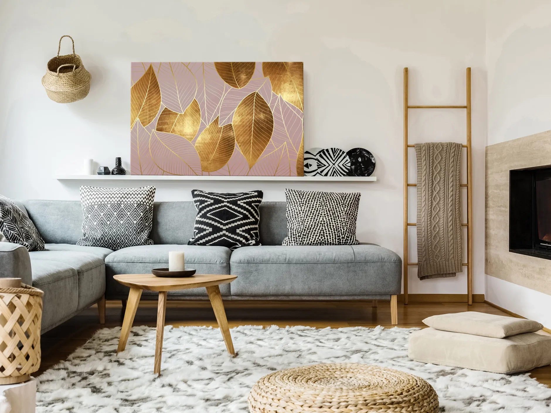 Kunstdruck auf Leinwand 'Precious Leaves Wide'