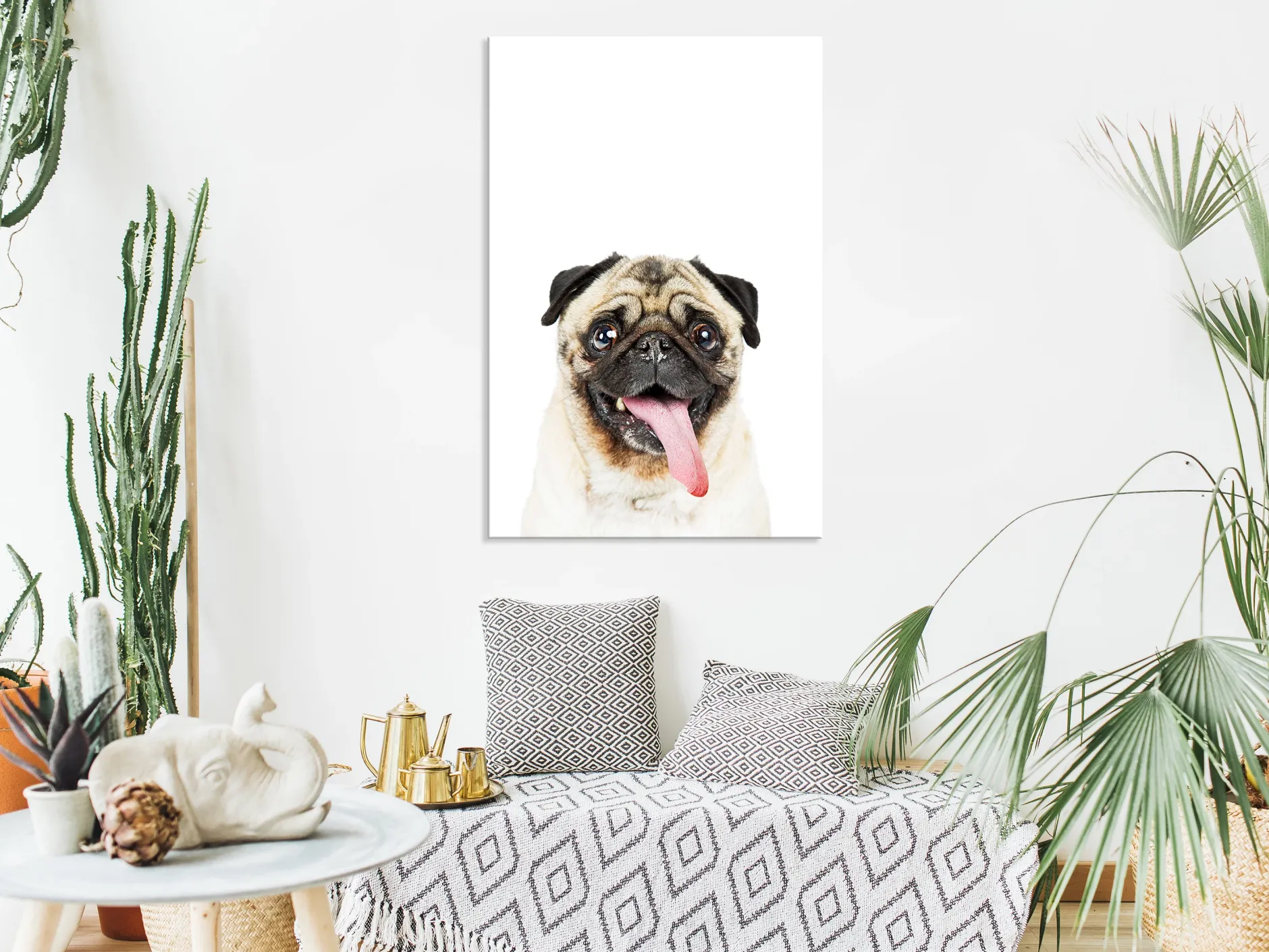 Kunstdruck auf Leinwand 'Pug Vertical'