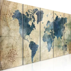 Kunstdruck auf Leinwand 'Retro Map (5-teilig) Narrow'