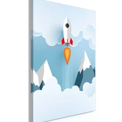 Kunstdruck auf Leinwand 'Rocket in the Clouds Vertical'