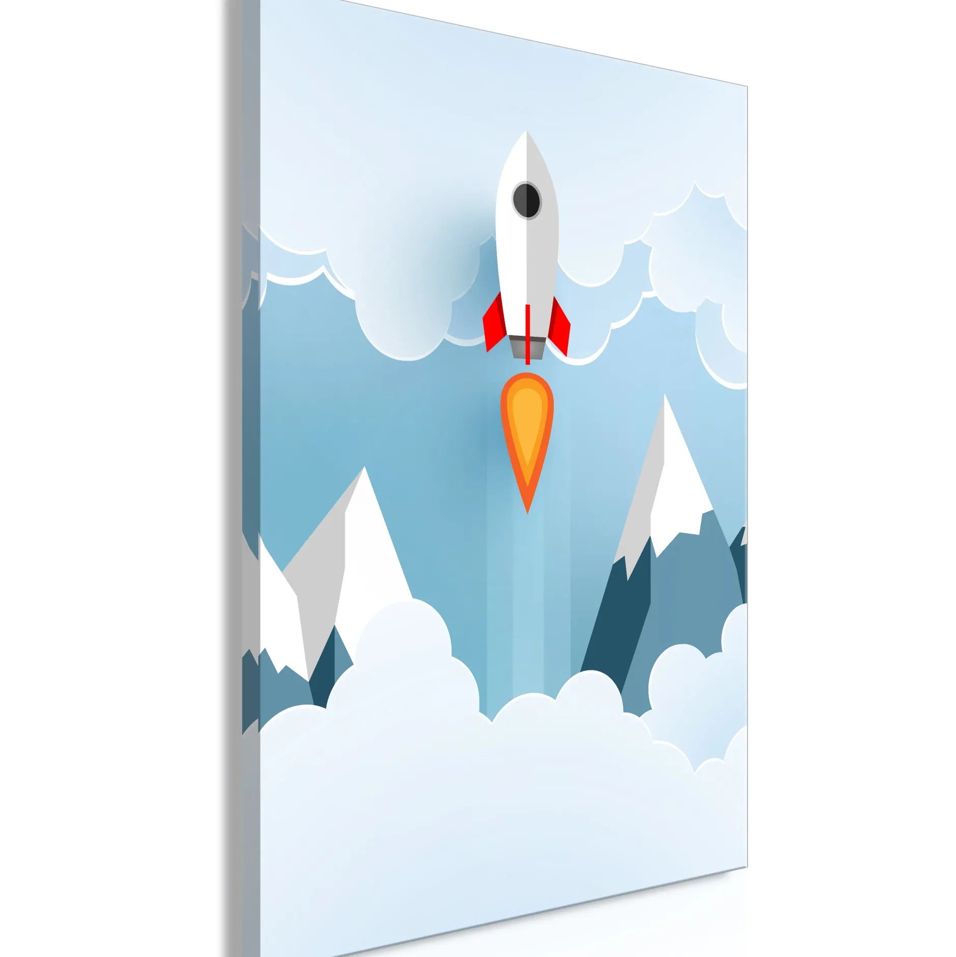 Kunstdruck auf Leinwand 'Rocket in the Clouds Vertical'