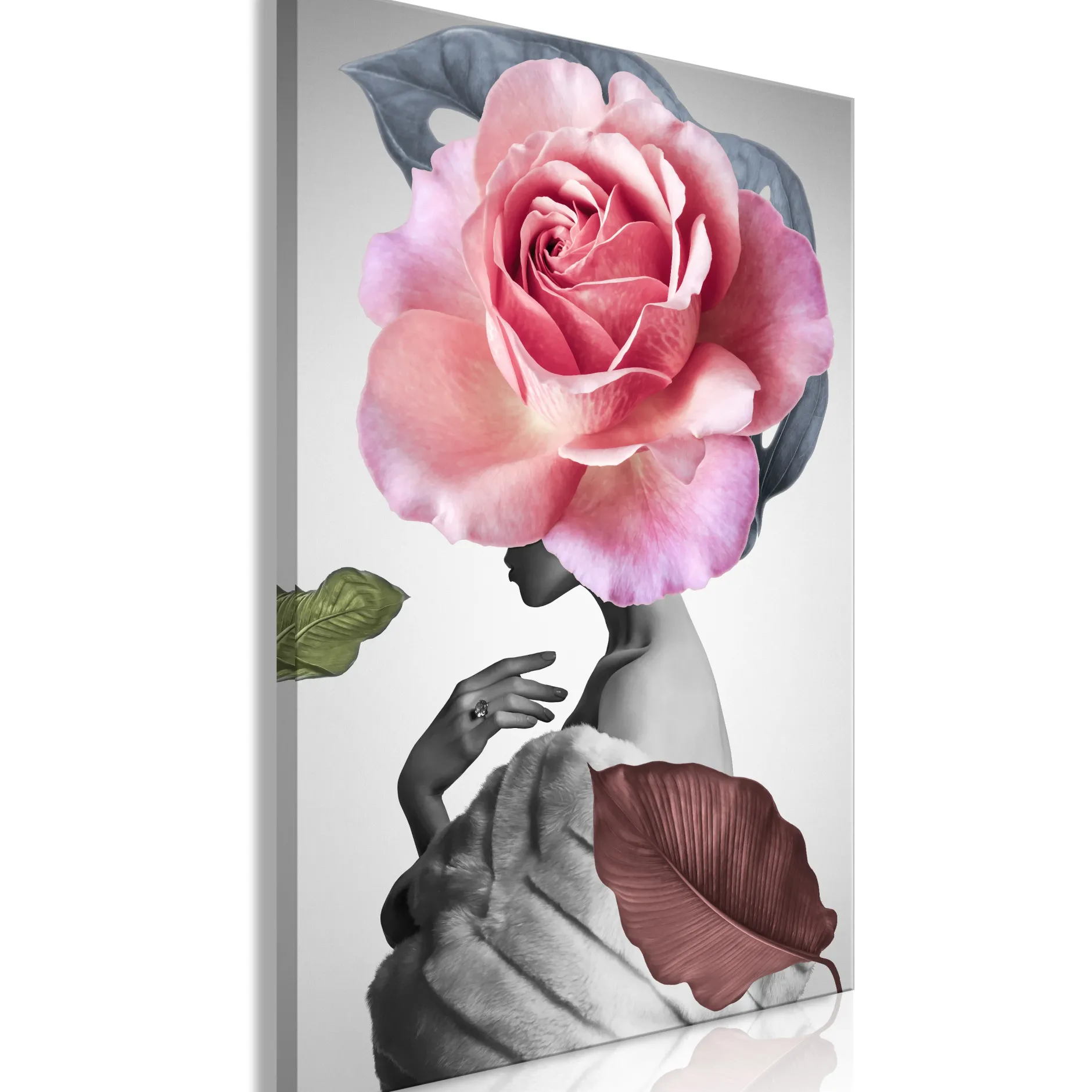 Kunstdruck auf Leinwand 'Rose and Fur Vertical'