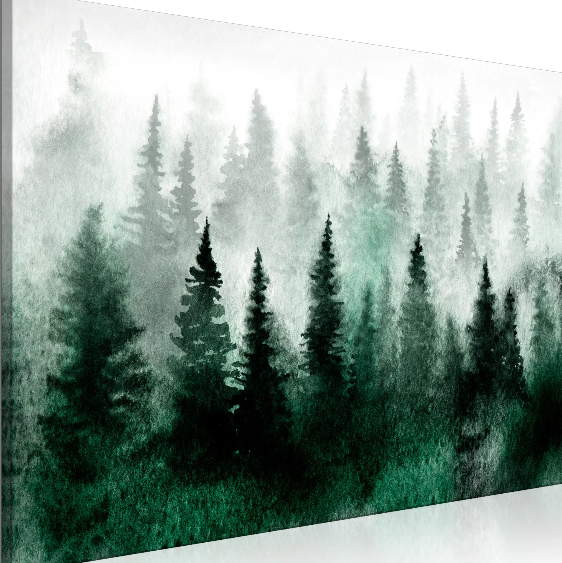 Kunstdruck auf Leinwand 'Scandinavian Foggy Forest Wide'