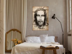 Kunstdruck auf Leinwand 'Shroud of Turin in Sepia Vertical'