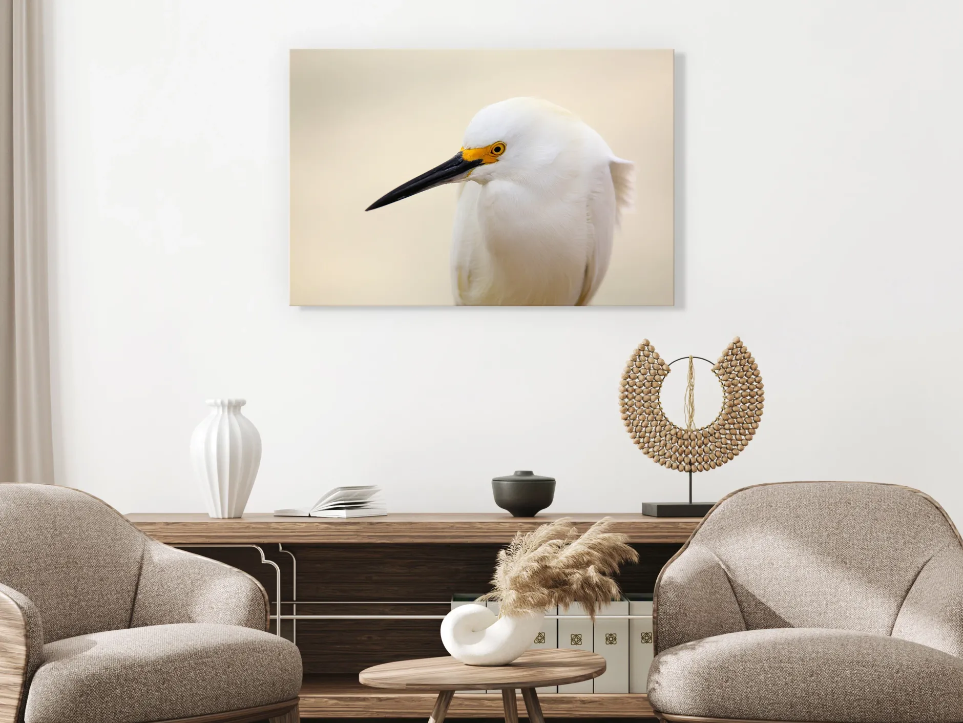 Kunstdruck auf Leinwand 'Snowy Egret Wide'