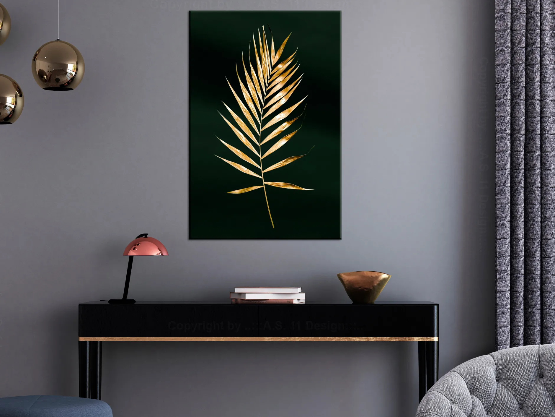 Kunstdruck auf Leinwand 'Sophisticated Leaf Vertical'