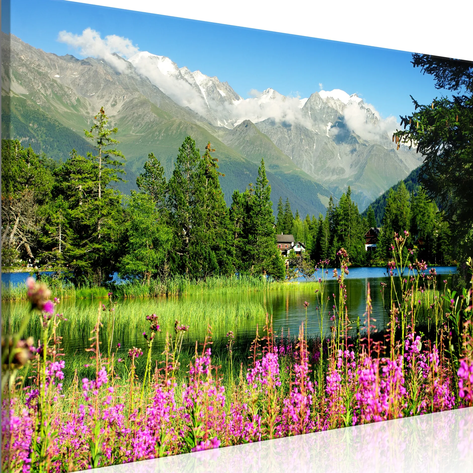 Kunstdruck auf Leinwand 'Spring in the Alps Wide'