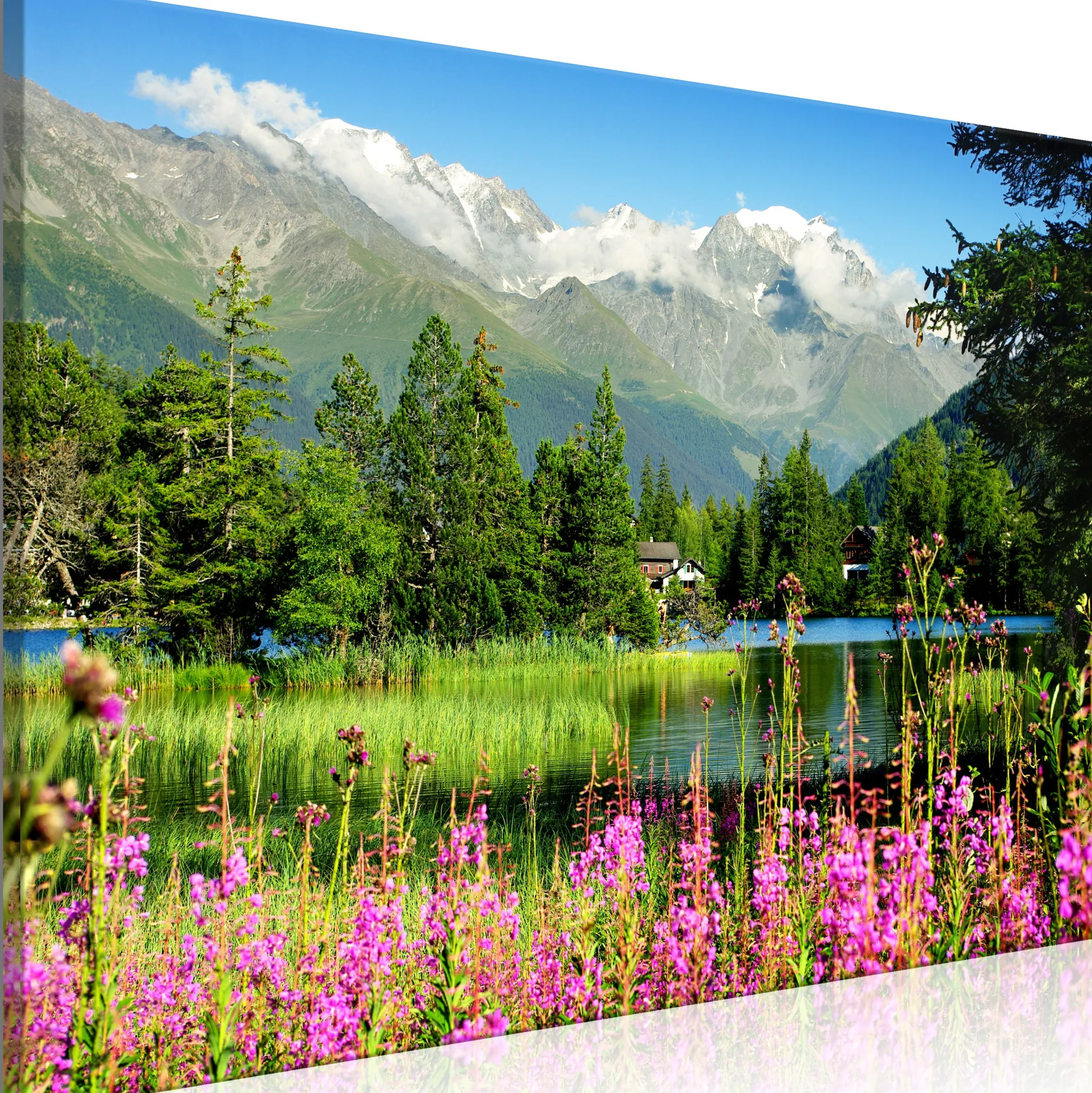 Kunstdruck auf Leinwand 'Spring in the Alps Wide'