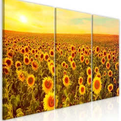 Kunstdruck auf Leinwand 'Sunflowers at Sunset (3-teilig)'