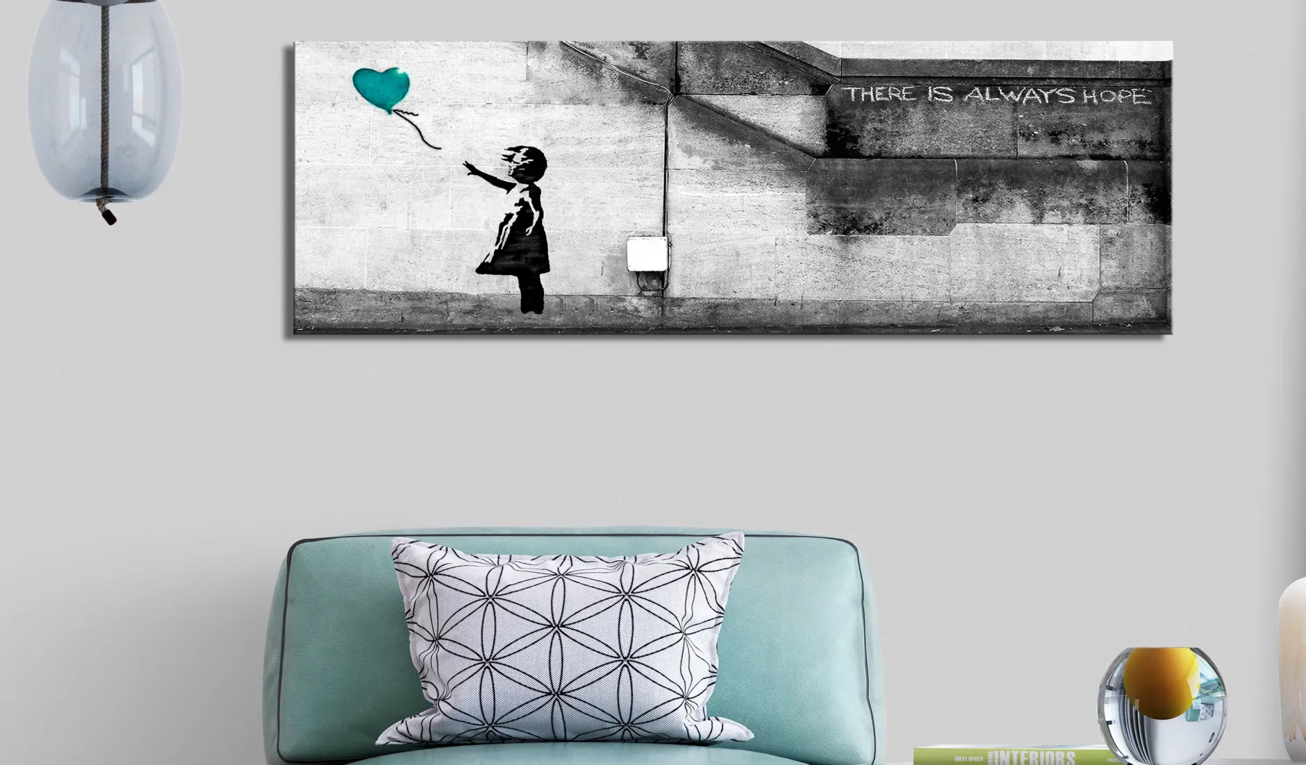Kunstdruck auf Leinwand 'There is Always Hope Narrow Turquoise'