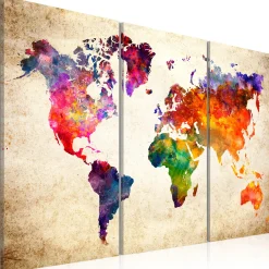 Kunstdruck auf Leinwand 'The World's Map in Watercolor'