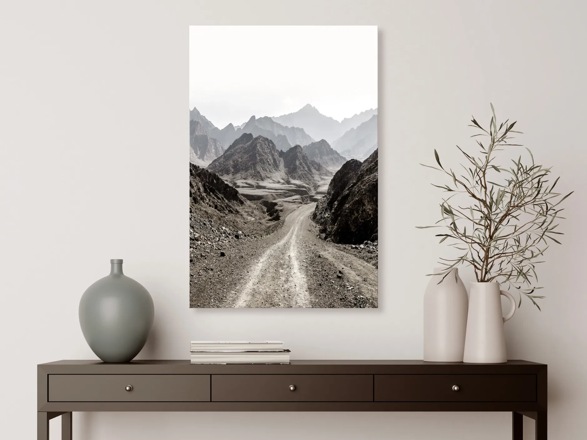 Kunstdruck auf Leinwand 'Trail Through the Mountains Vertical'