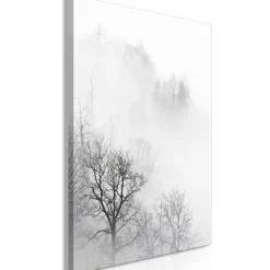 Kunstdruck auf Leinwand 'Trees In The Fog Vertical'