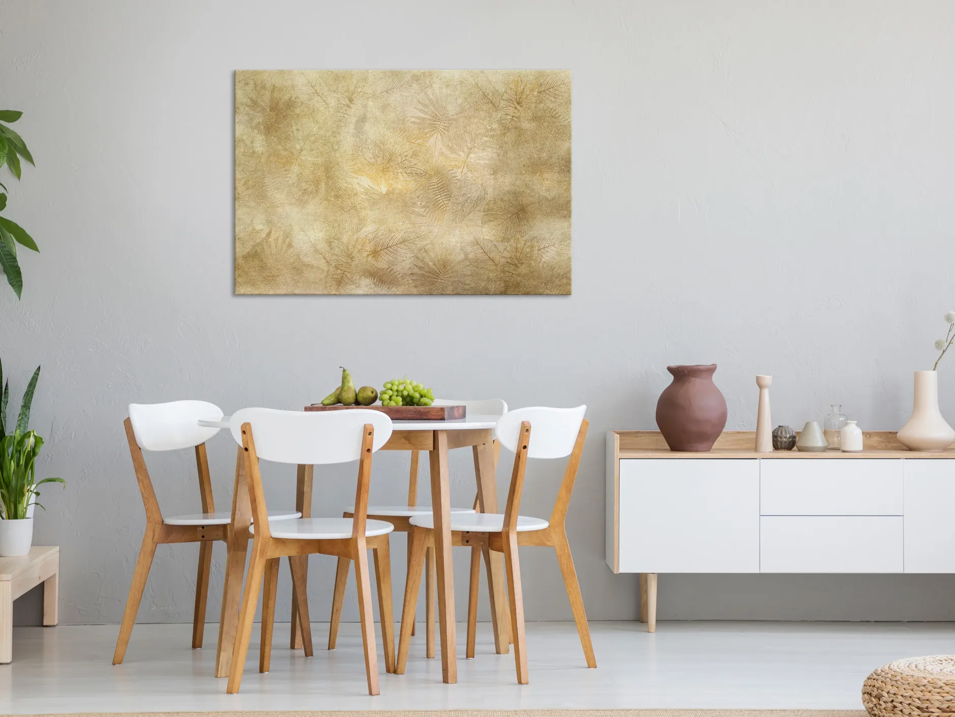 Kunstdruck auf Leinwand 'Vintage Leaves Wide'