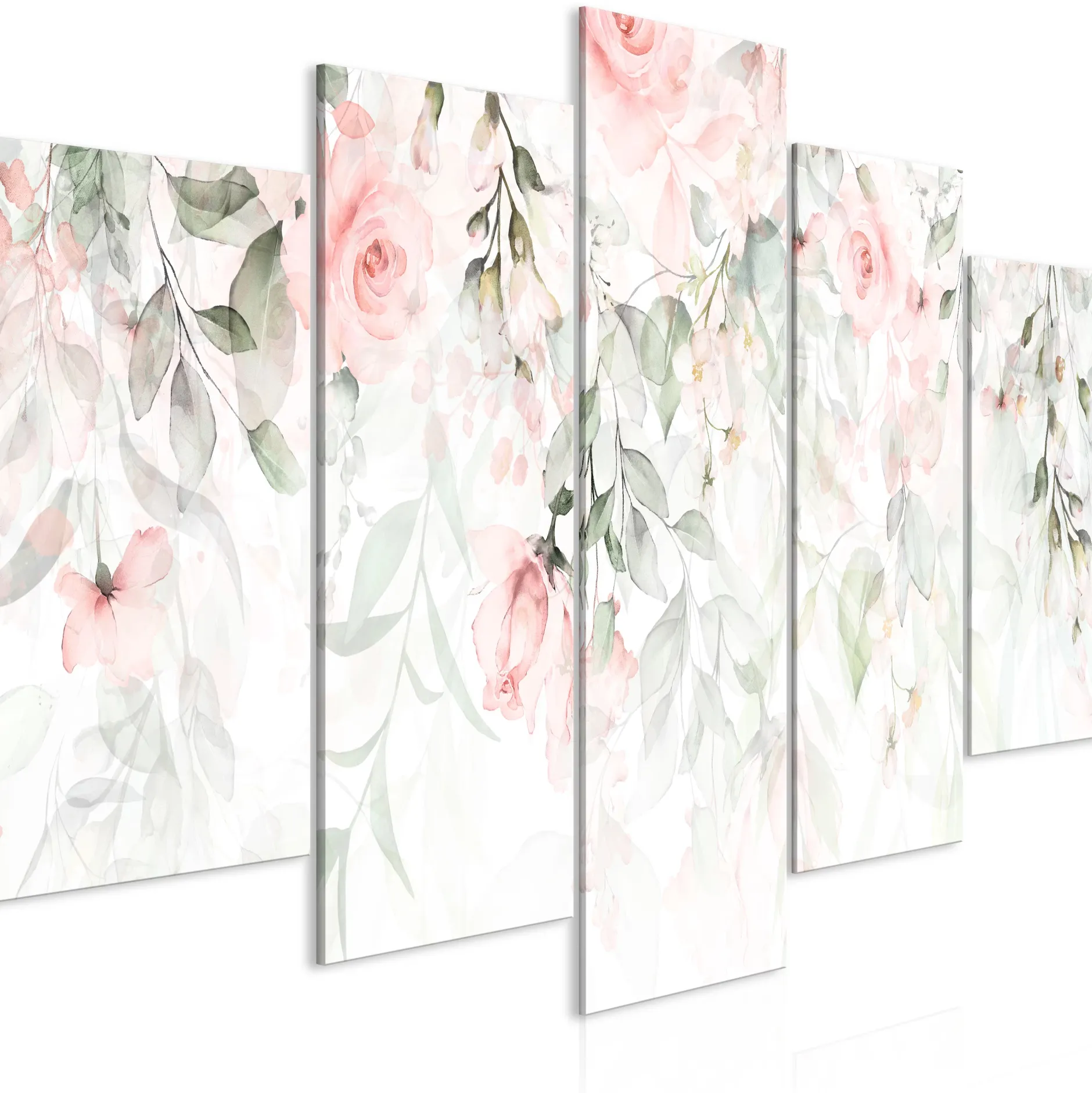 Kunstdruck auf Leinwand 'Waterfall of Roses (5-teilig) Wide - First Variant'