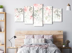 Kunstdruck auf Leinwand 'Waterfall of Roses (5-teilig) Wide - First Variant'