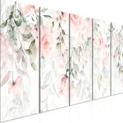 Kunstdruck auf Leinwand 'Waterfall of Roses (5-teilig) Narrow - First Variant'