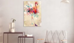 Kunstdruck auf Leinwand 'Watercolor Flamingo Vertical'
