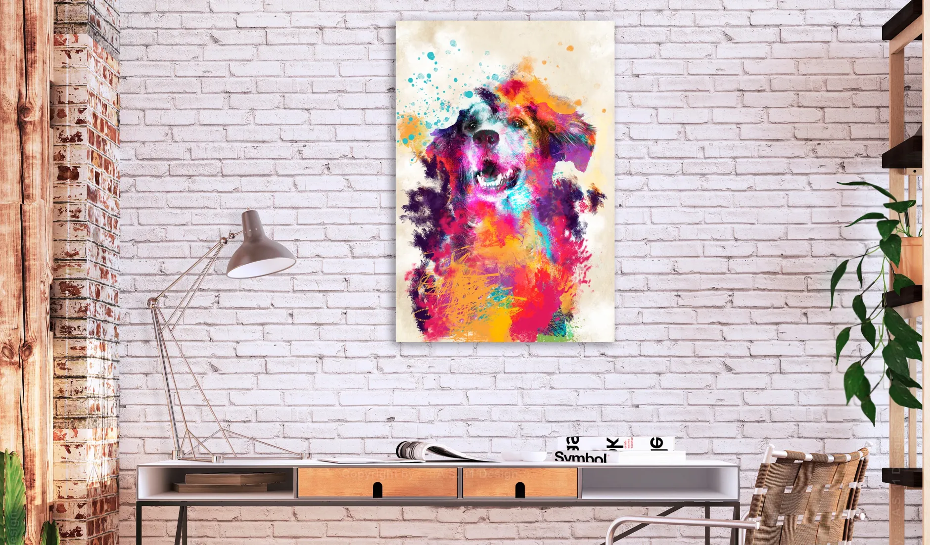 Kunstdruck auf Leinwand 'Watercolor Dog Vertical'