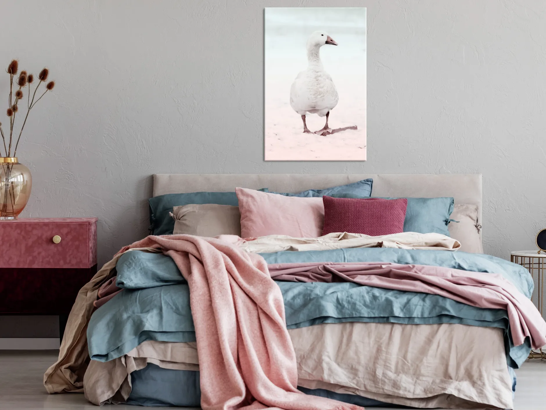 Kunstdruck auf Leinwand 'Winter Duck Vertical'