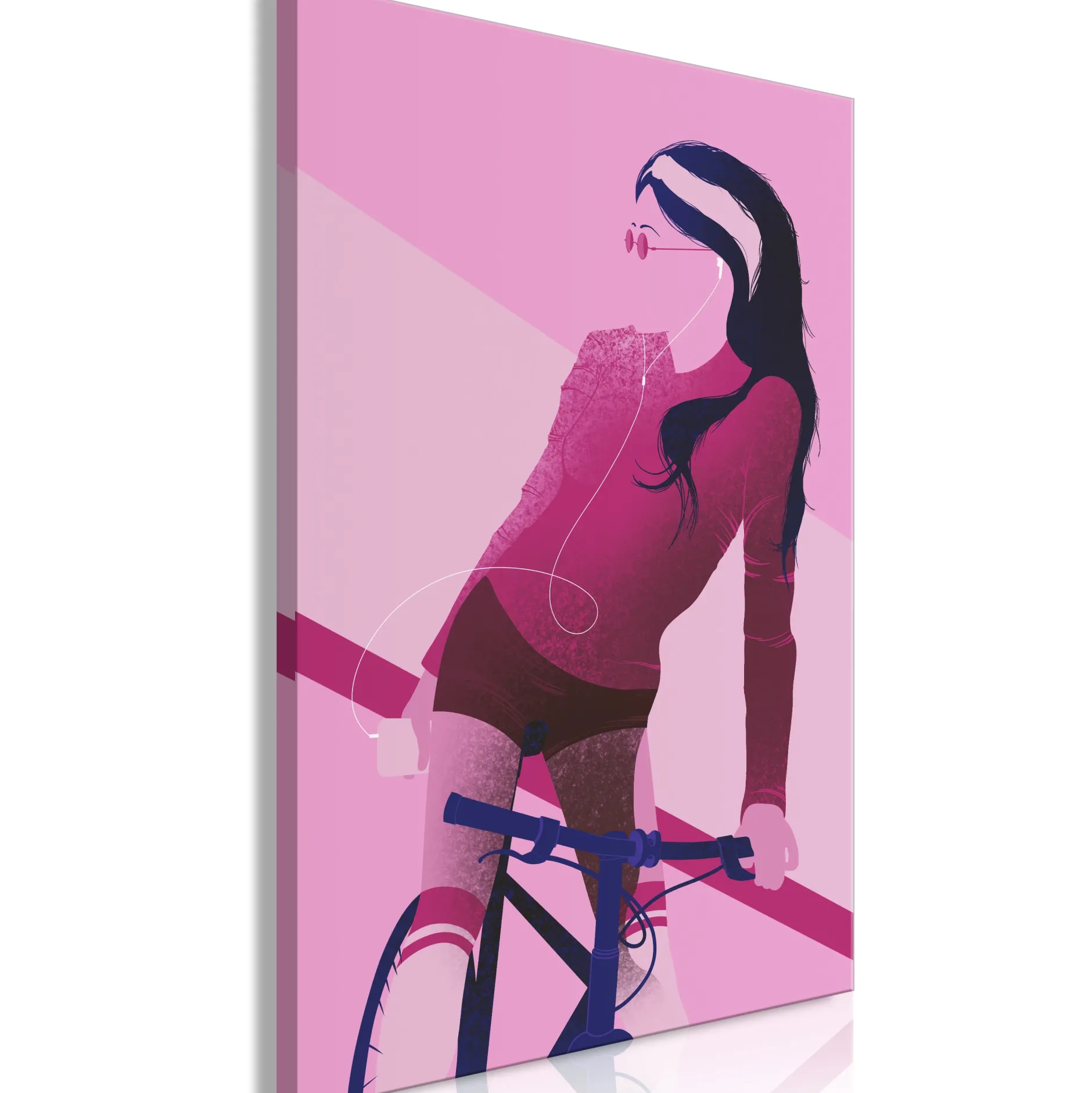 Kunstdruck auf Leinwand 'Woman on Bicycle Vertical'