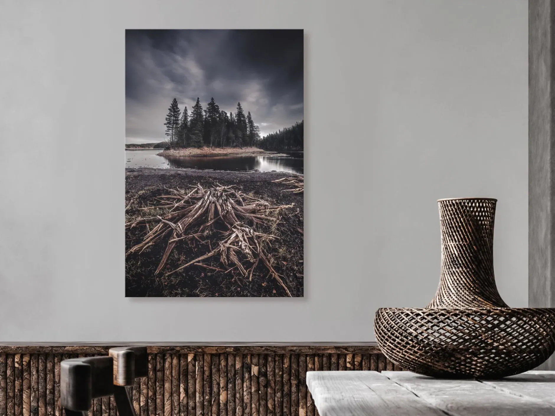 Kunstdruck auf Leinwand 'Wooded Island Vertical'