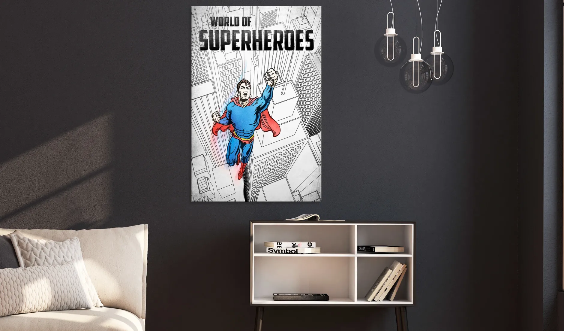 Kunstdruck auf Leinwand 'World of Superheroes Vertical'