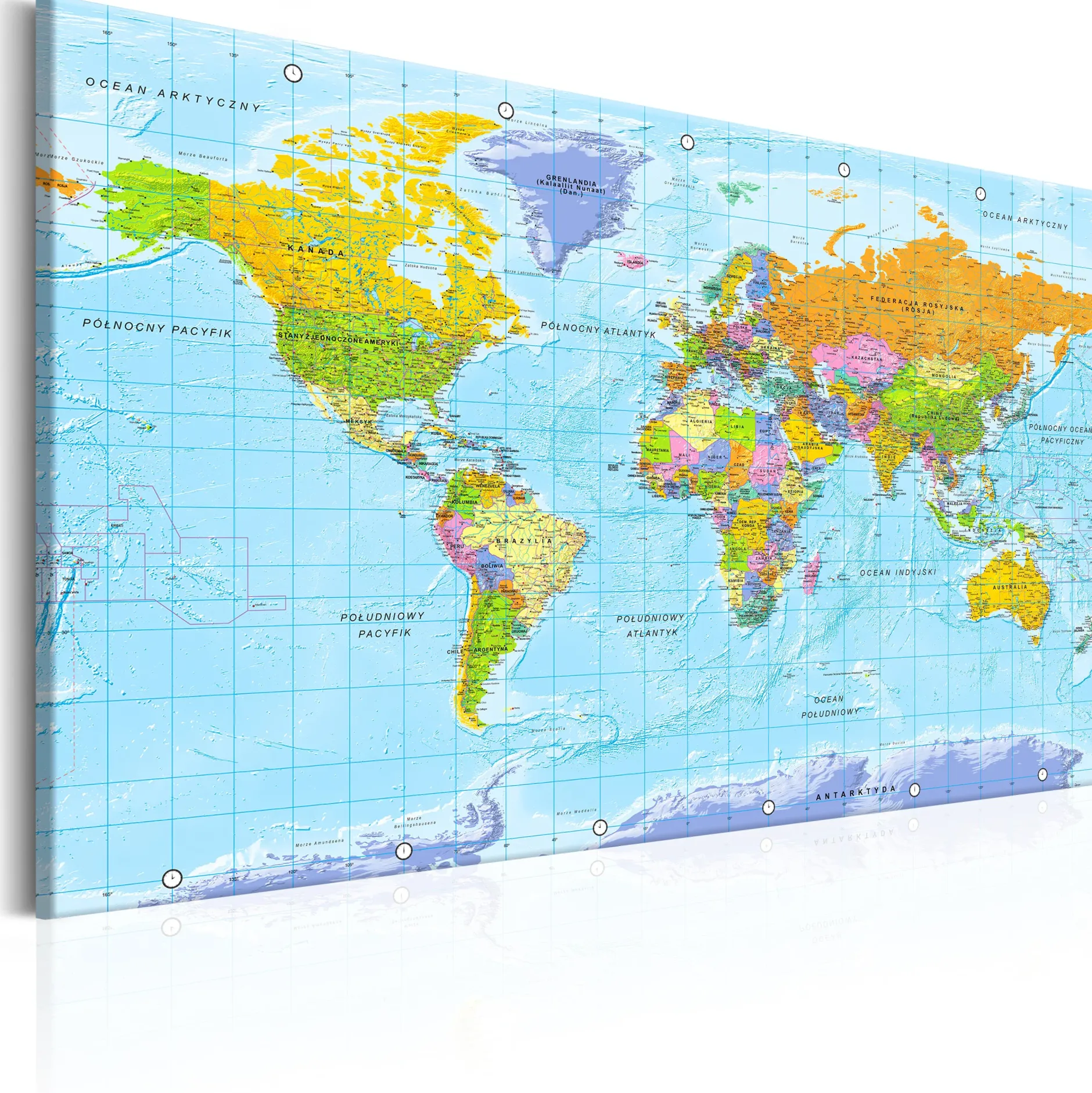 Kunstdruck auf Leinwand 'World Map: Orbis Terrarum (Polish Text)'