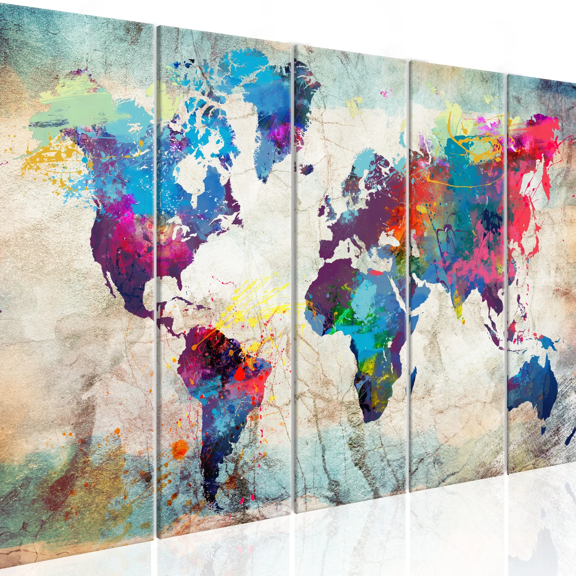 Kunstdruck auf Leinwand 'World Map: Cracked Wall'