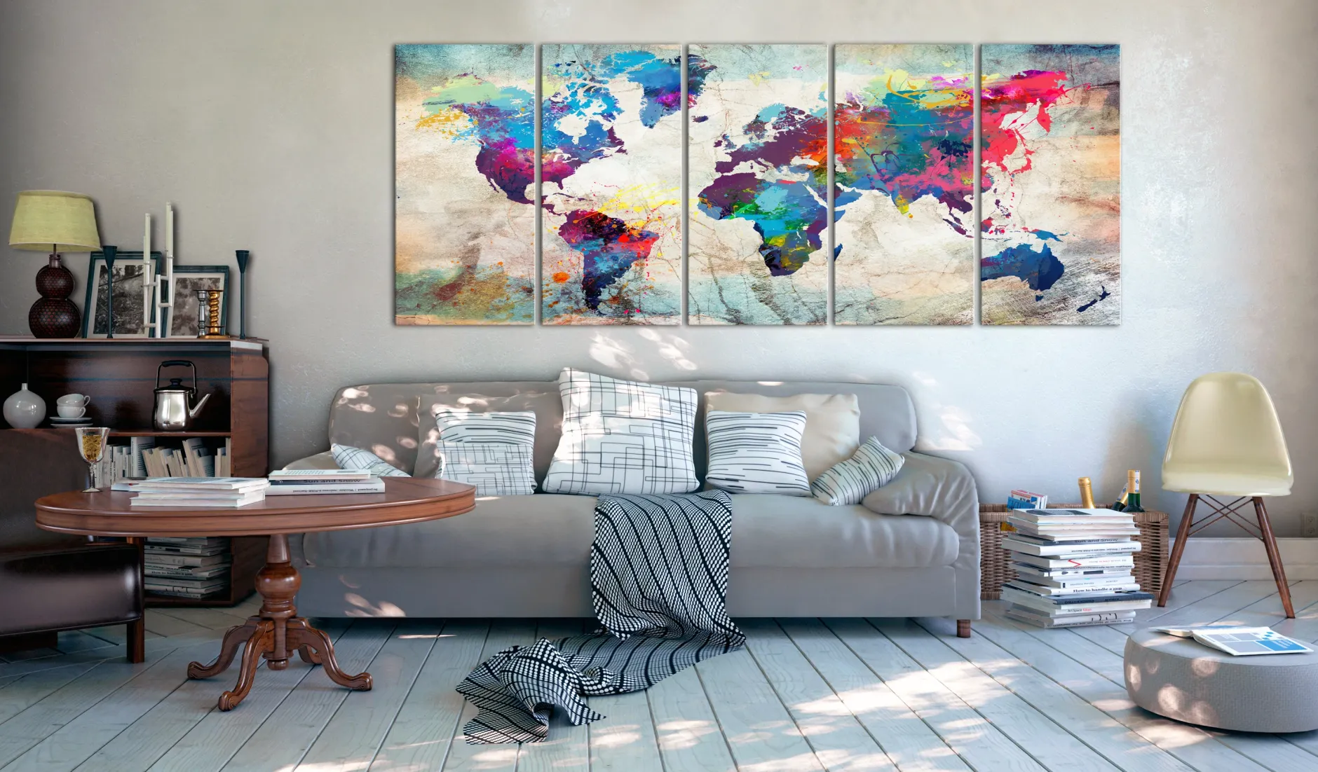 Kunstdruck auf Leinwand 'World Map: Cracked Wall'