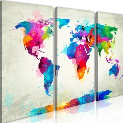 Kunstdruck auf Leinwand 'World Map: An Explosion of Colors'