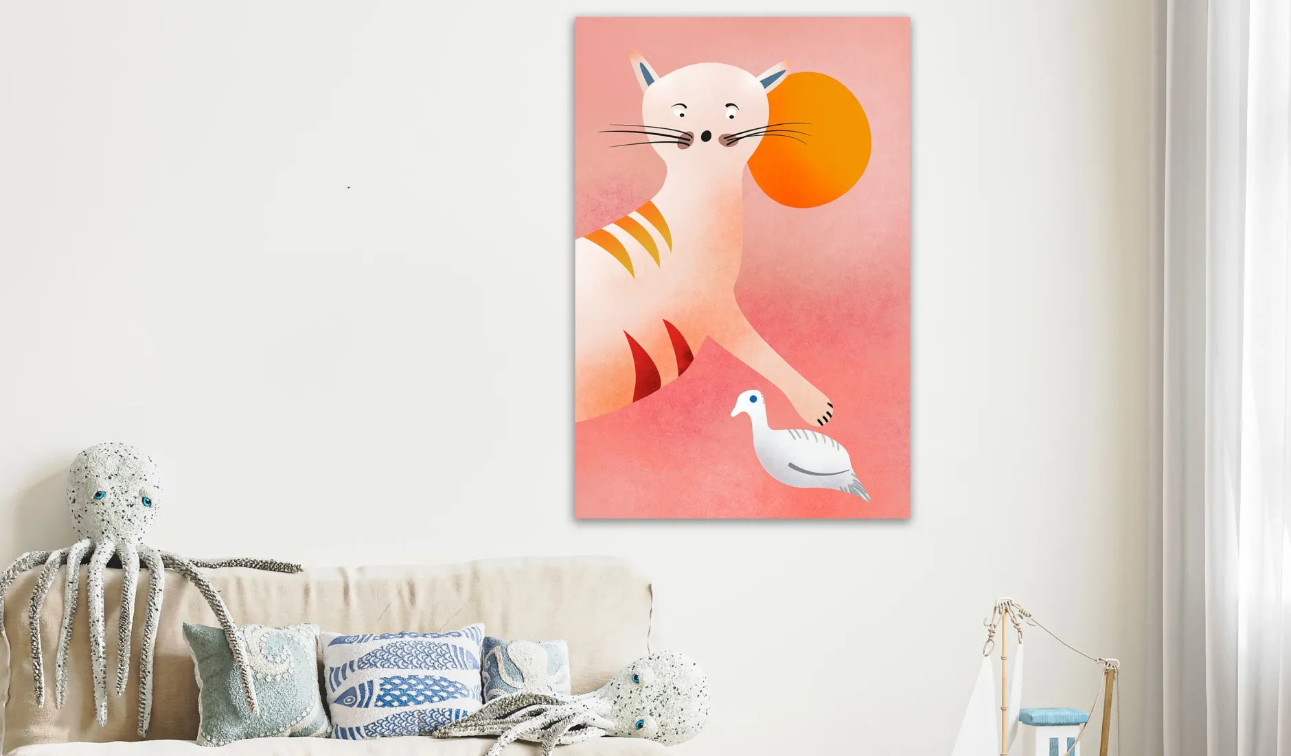 Kunstdruck auf Leinwand 'Young Tiger Vertical'