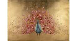Kunstdruck 'Goldener Blütenpfau'