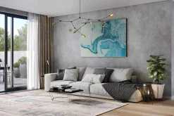 Öl Gemälde 'Aquamarine Marble' | Handgemaltes Unikat
