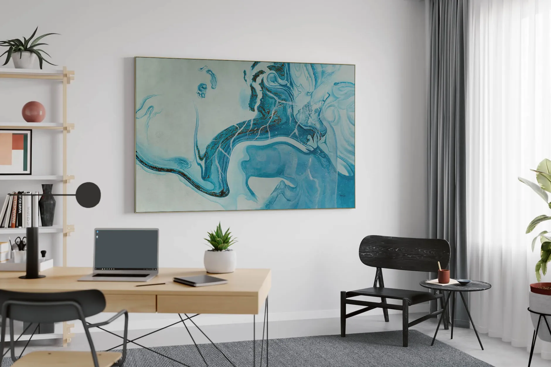Öl Gemälde 'Aquamarine Marble' | Handgemaltes Unikat
