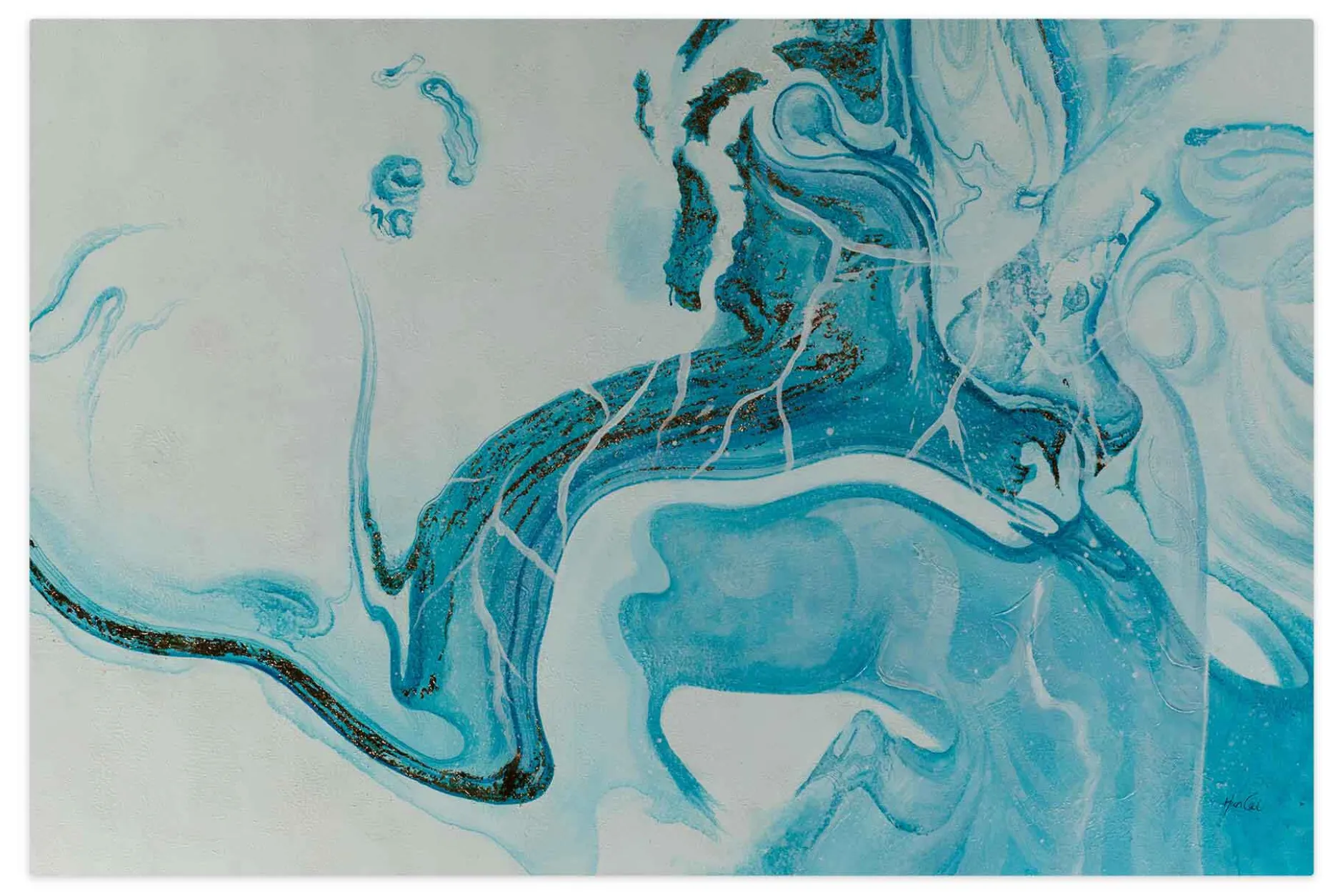 Öl Gemälde 'Aquamarine Marble' | Handgemaltes Unikat