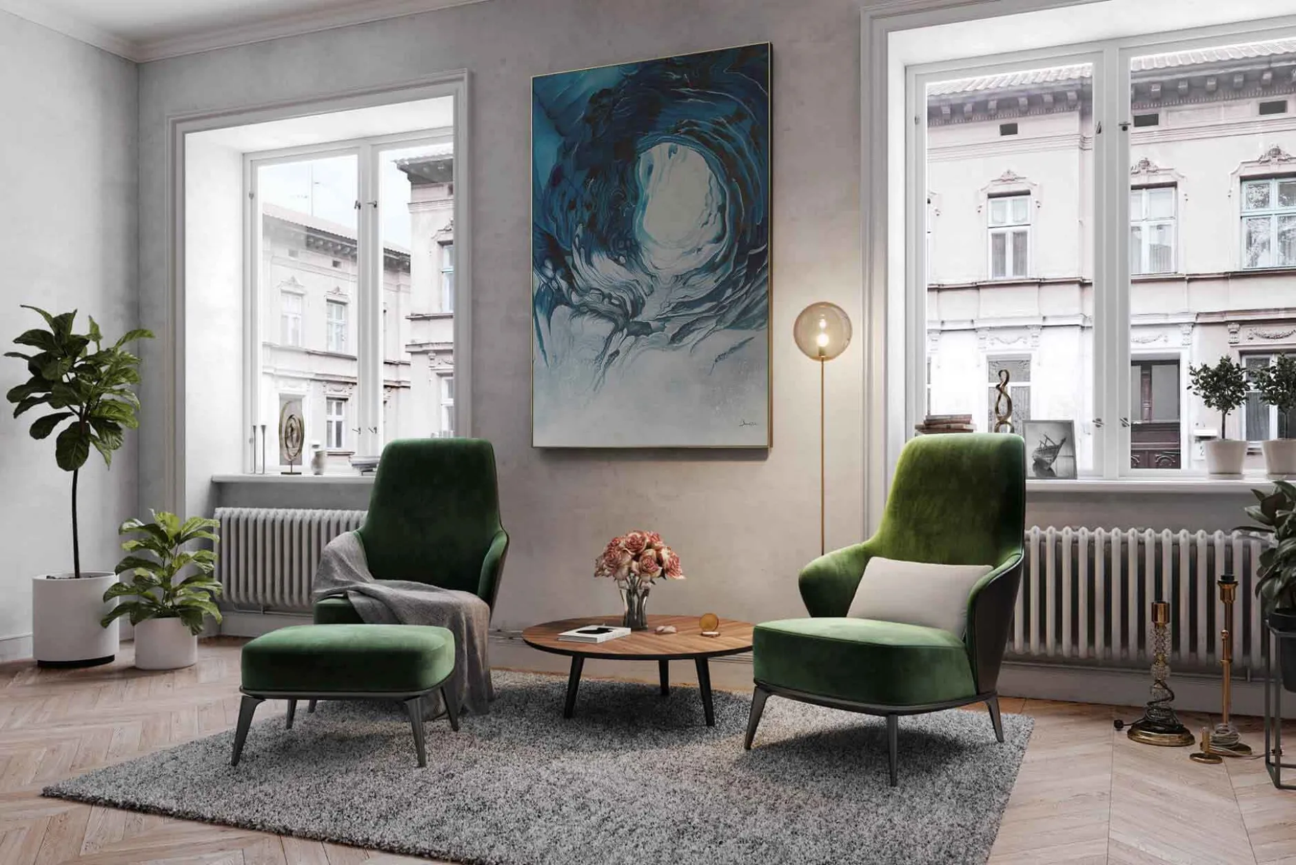 Öl Gemälde 'Azure Plexus' | Handgemaltes Unikat