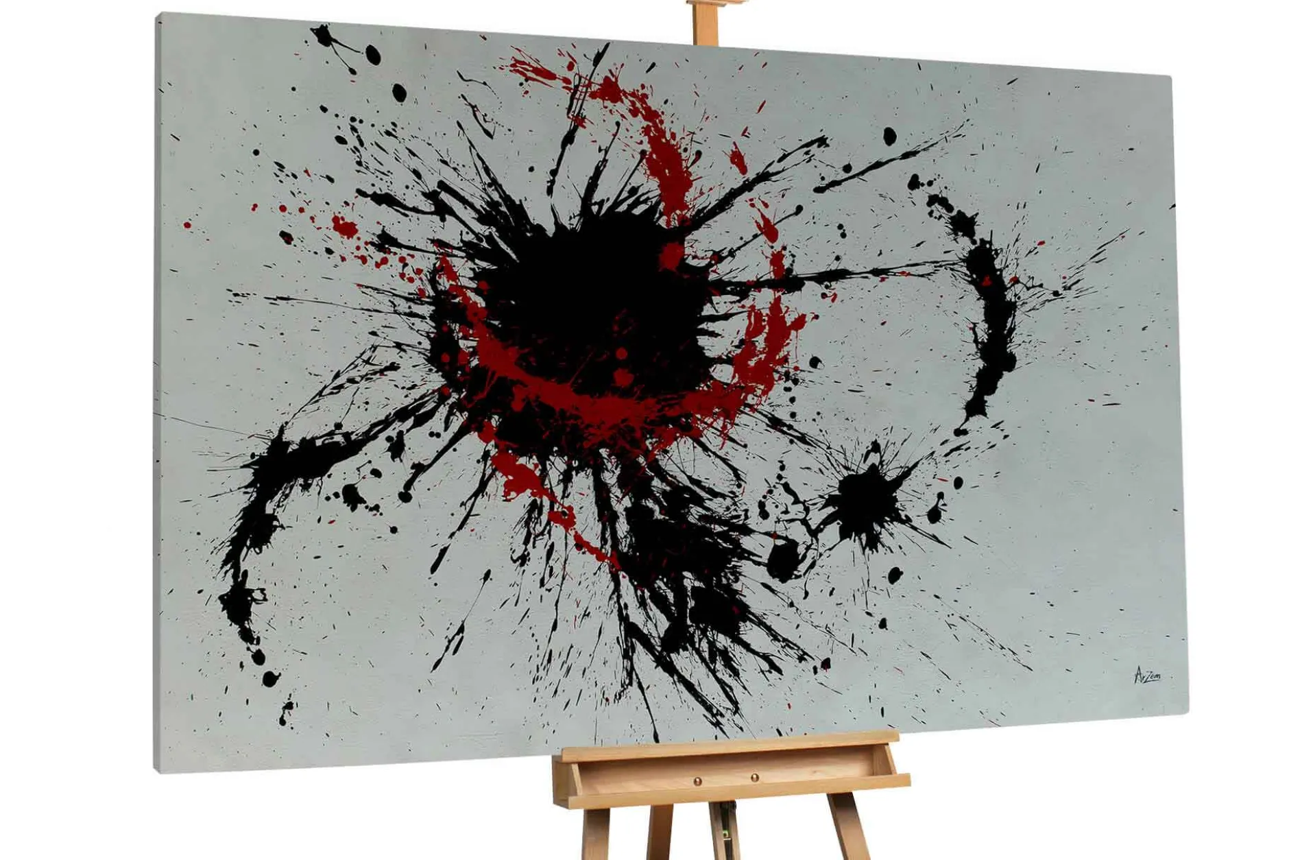 Öl Gemälde 'Black and Red' | Handgemaltes Unikat