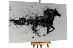 Öl Gemälde 'Black Horse' | Handgemaltes Unikat
