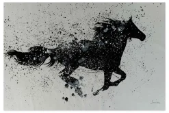 Öl Gemälde 'Black Horse' | Handgemaltes Unikat