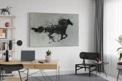 Öl Gemälde 'Black Horse' | Handgemaltes Unikat