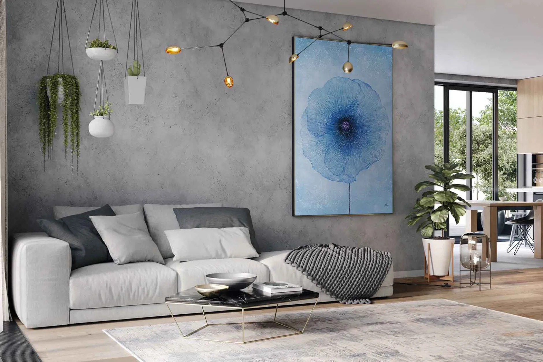 Öl Gemälde 'Blue Galaxy' | Handgemaltes Unikat
