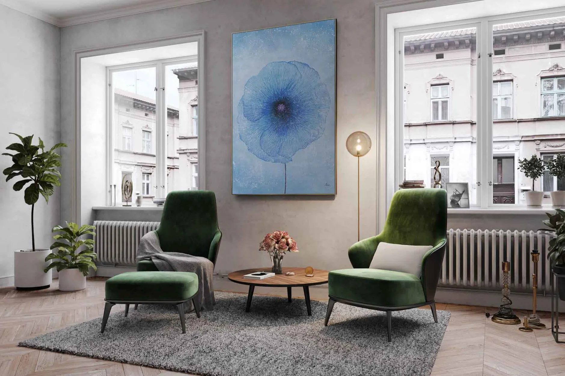 Öl Gemälde 'Blue Galaxy' | Handgemaltes Unikat