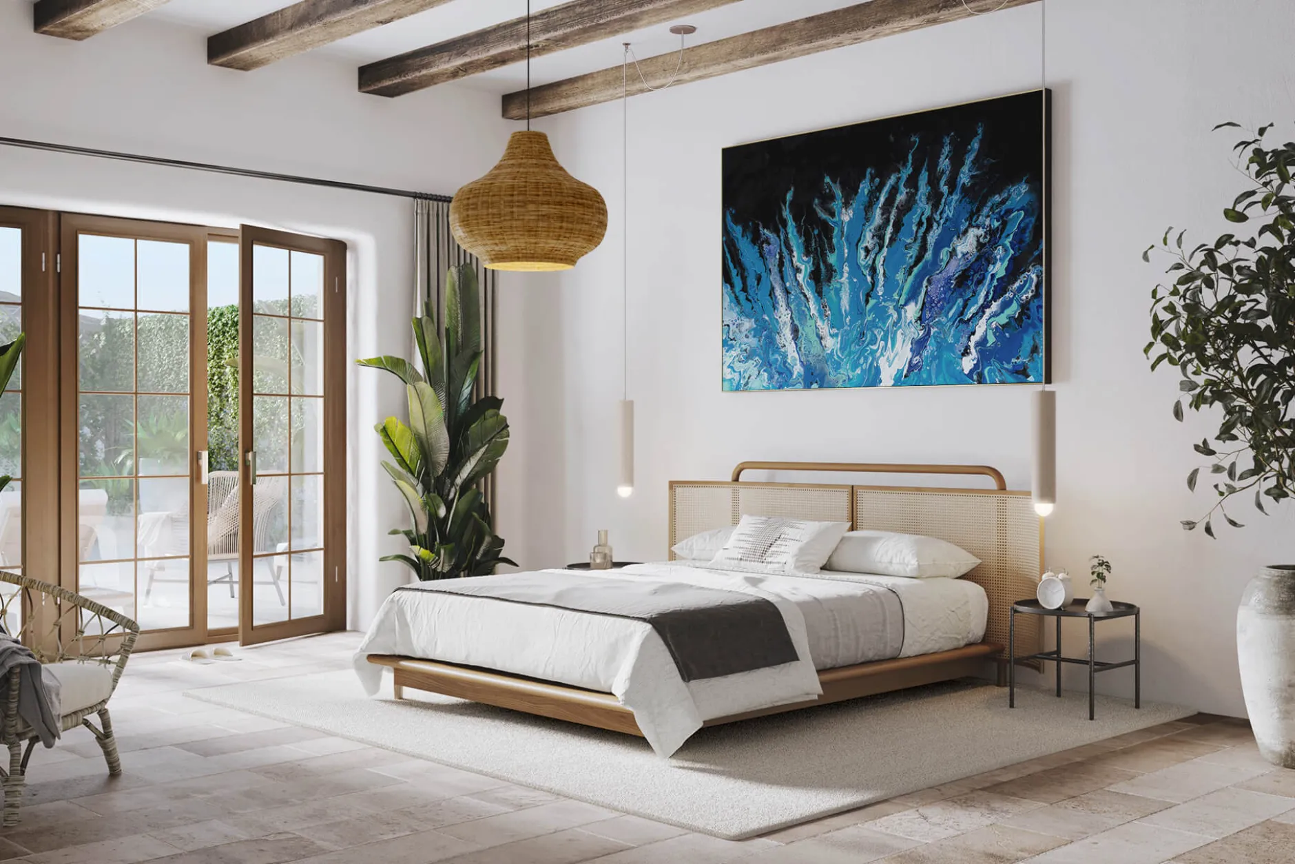 Öl Gemälde 'Blue Seaweed' | Handgemaltes Unikat