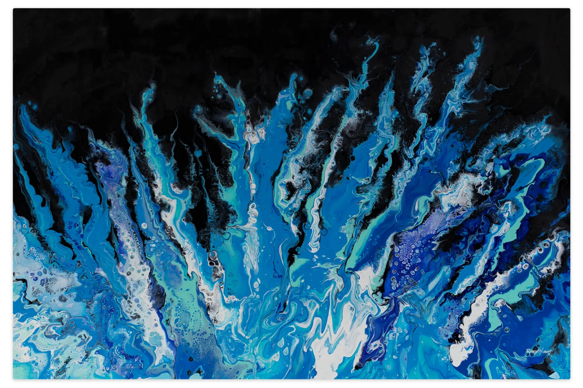 Öl Gemälde 'Blue Seaweed' | Handgemaltes Unikat