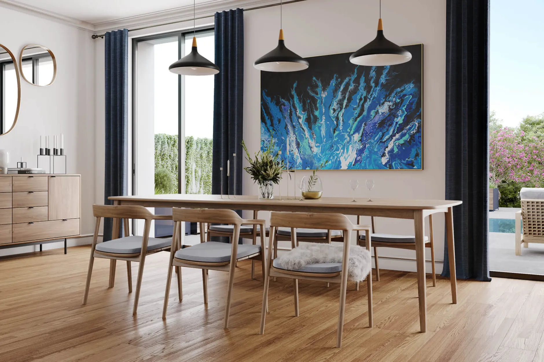 Öl Gemälde 'Blue Seaweed' | Handgemaltes Unikat
